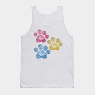 Subtle Floral Paw Prints Flag Tank Top